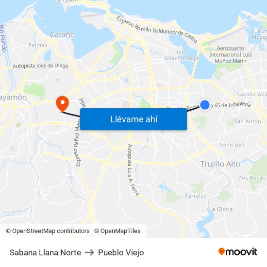 Sabana Llana Norte to Pueblo Viejo map