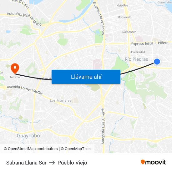 Sabana Llana Sur to Pueblo Viejo map