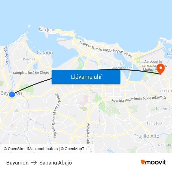 Bayamón to Sabana Abajo map