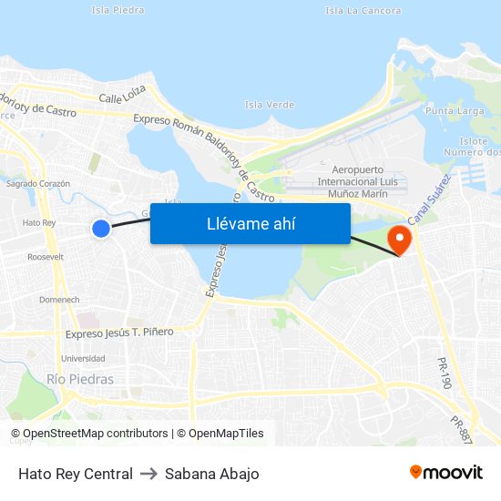 Hato Rey Central to Sabana Abajo map