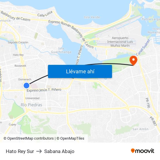 Hato Rey Sur to Sabana Abajo map