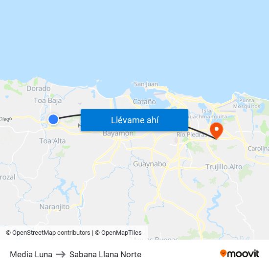 Media Luna to Sabana Llana Norte map