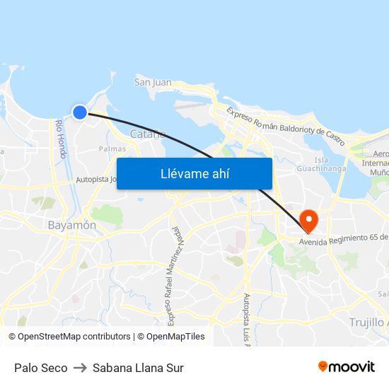 Palo Seco to Sabana Llana Sur map