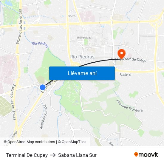 Terminal De Cupey to Sabana Llana Sur map