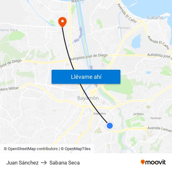 Juan Sánchez to Juan Sánchez map