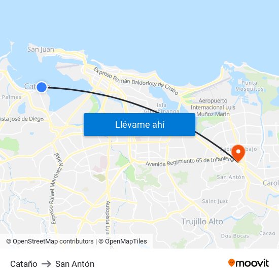 Cataño to San Antón map