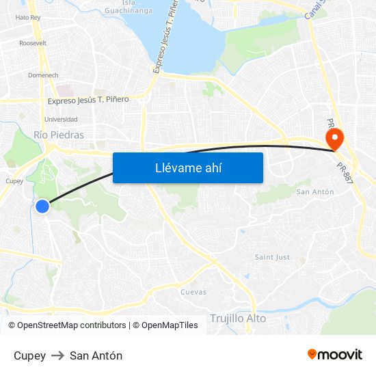 Cupey to San Antón map
