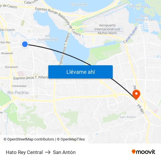 Hato Rey Central to San Antón map