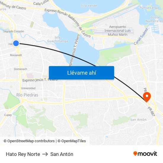 Hato Rey Norte to San Antón map