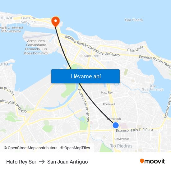 Hato Rey Sur to San Juan Antiguo map