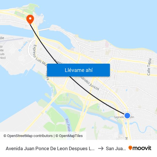 Avenida Juan Ponce De Leon Despues Lado Opuesto Avenida Haydee Rexach to San Juan Antiguo map