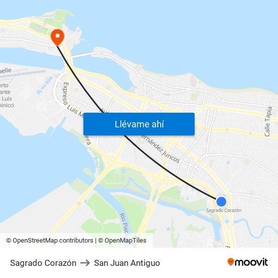Sagrado Corazón to San Juan Antiguo map