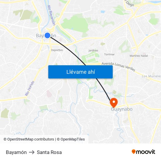 Bayamón to Santa Rosa map