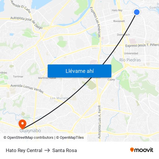 Hato Rey Central to Santa Rosa map