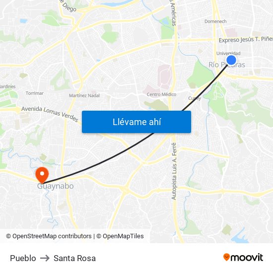 Pueblo to Santa Rosa map