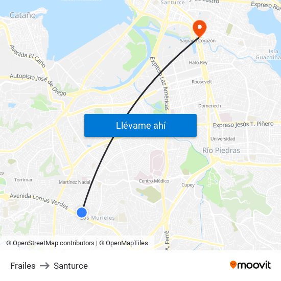 Frailes to Santurce map