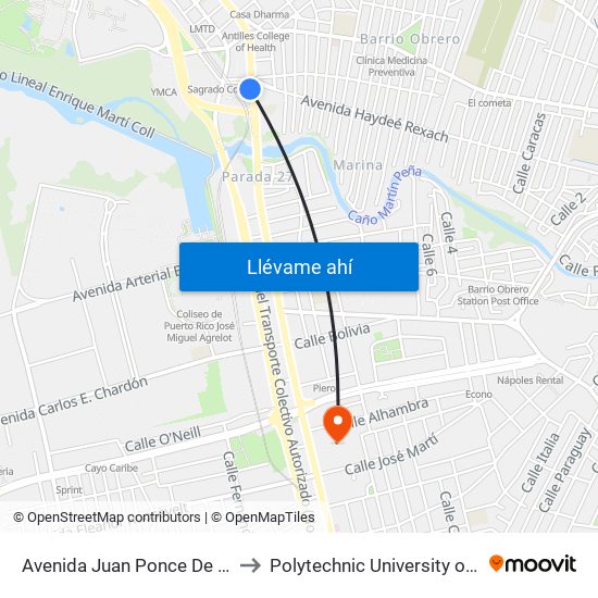 Avenida Juan Ponce De Leon Despues Lado Opuesto Avenida Haydee Rexach to Polytechnic University of Puerto Rico (Universidad Politécnica de Puerto Rico) map