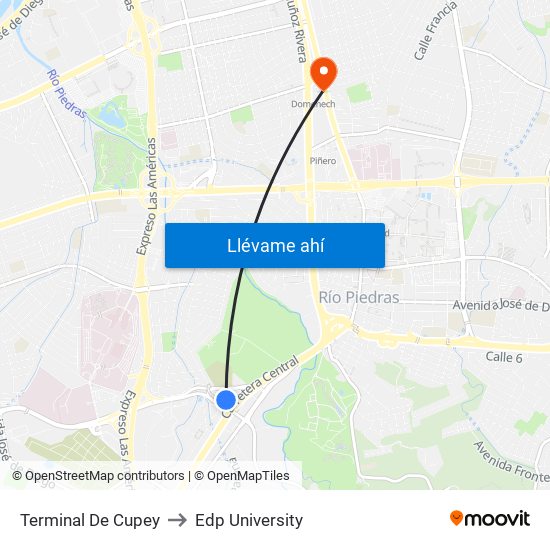 Terminal De Cupey to Edp University map