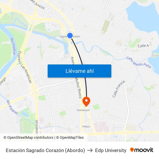 Estación Sagrado Corazón (Abordo) to Edp University map
