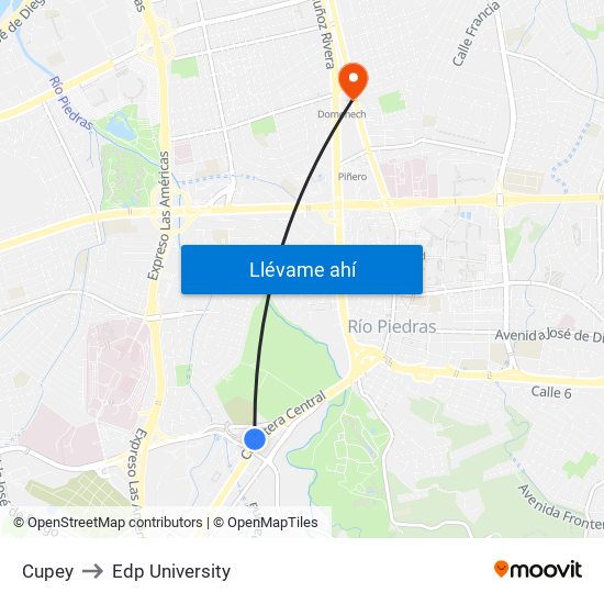 Cupey to Edp University map