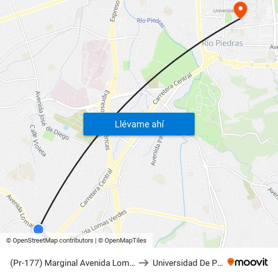 (Pr-177) Marginal Avenida Lomas Verdes Antes Residencial Alejandrino to Universidad De Puerto Rico - Rio Piedras map
