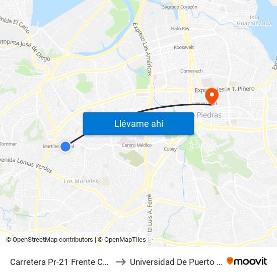 Carretera Pr-21 Frente Condominio Alameda to Universidad De Puerto Rico - Rio Piedras map