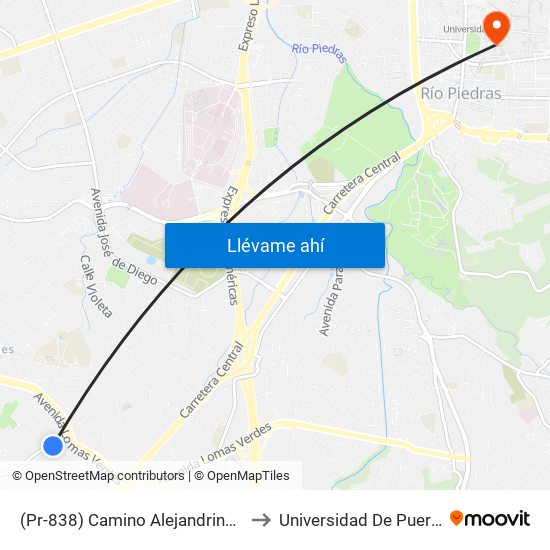 (Pr-838) Camino Alejandrino Lado Opuesto Calle Nogal to Universidad De Puerto Rico - Rio Piedras map
