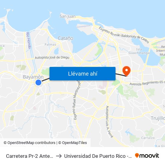 Carretera Pr-2 Antes Calle A to Universidad De Puerto Rico - Rio Piedras map