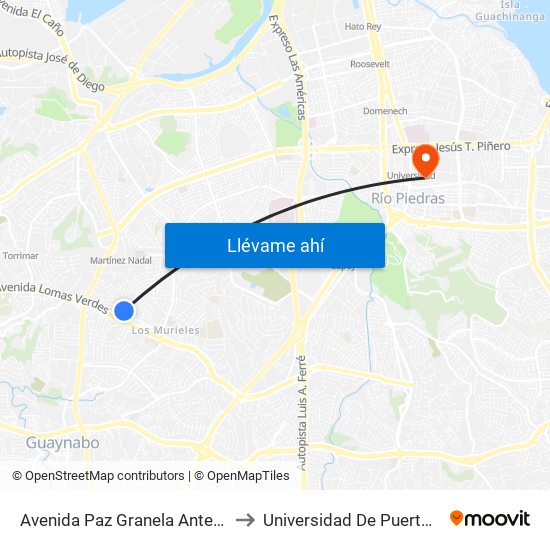 Avenida Paz Granela Antes Calle Torres Cintrón to Universidad De Puerto Rico - Rio Piedras map