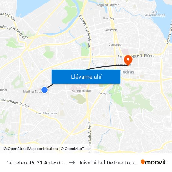 Carretera Pr-21 Antes Calle San Alfonso to Universidad De Puerto Rico - Rio Piedras map