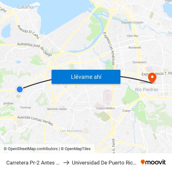 Carretera Pr-2 Antes Calle Tintillo to Universidad De Puerto Rico - Rio Piedras map