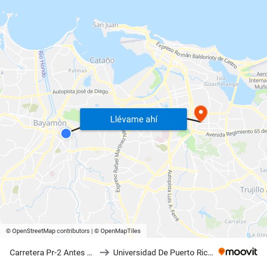 Carretera Pr-2 Antes Avenida Main to Universidad De Puerto Rico - Rio Piedras map
