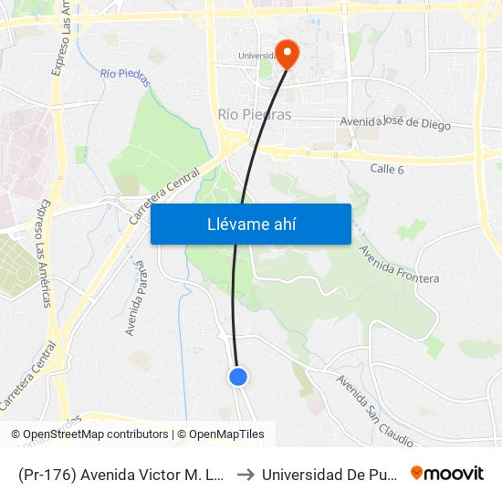 (Pr-176) Avenida Victor M. Labiosa Despues Calle San Javier to Universidad De Puerto Rico - Rio Piedras map