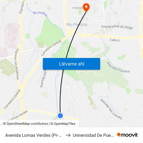 Avenida Lomas Verdes (Pr-177) Antes Avenida La Sierra to Universidad De Puerto Rico - Rio Piedras map