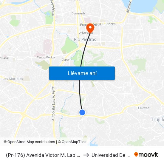 (Pr-176) Avenida Victor M. Labiosa Despues Lado Opuesto Calle Pio Baroja to Universidad De Puerto Rico - Rio Piedras map