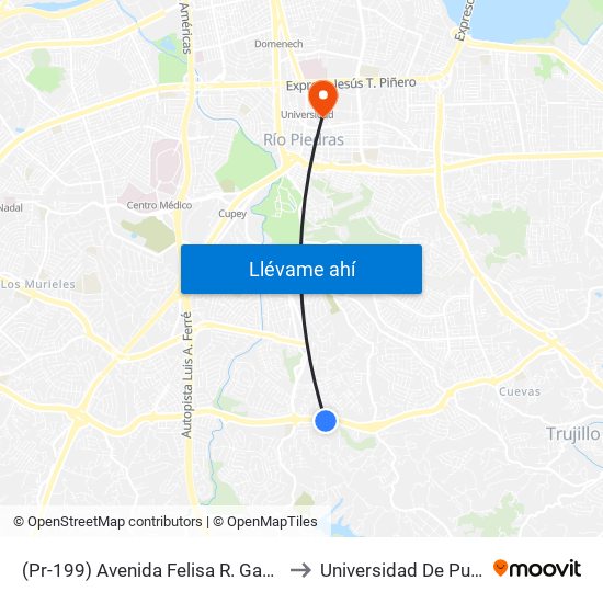 (Pr-199) Avenida Felisa R. Gautier Esquina Calle Juan D. Lefebre to Universidad De Puerto Rico - Rio Piedras map