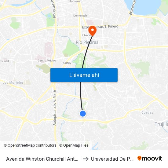 Avenida Winston Churchill Antes (Pr-176) Avenida Victor M. Labiosa to Universidad De Puerto Rico - Rio Piedras map