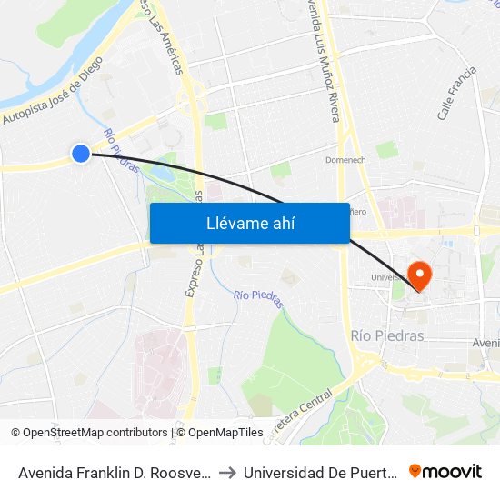 Avenida Franklin D. Roosvelt Esquina Calle 19 N.E. to Universidad De Puerto Rico - Rio Piedras map