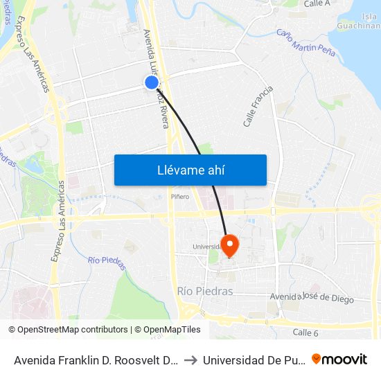 Avenida Franklin D. Roosvelt Despues Avenida Luis Muñoz Rivera to Universidad De Puerto Rico - Rio Piedras map