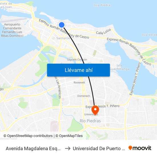 Avenida Magdalena Esquina Calle Cervante to Universidad De Puerto Rico - Rio Piedras map