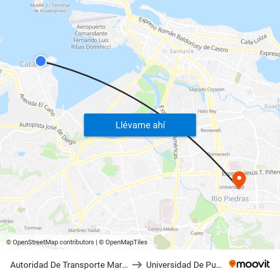 Autoridad De Transporte Maritimo En Cataño (Terminal Atm) to Universidad De Puerto Rico - Rio Piedras map