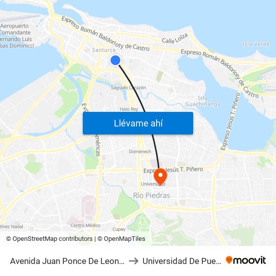 Avenida Juan Ponce De Leon Esquina Avenida Fidalgo Diaz to Universidad De Puerto Rico - Rio Piedras map