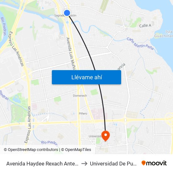 Avenida Haydee Rexach Antes Avenida Juan Ponce De Leon to Universidad De Puerto Rico - Rio Piedras map