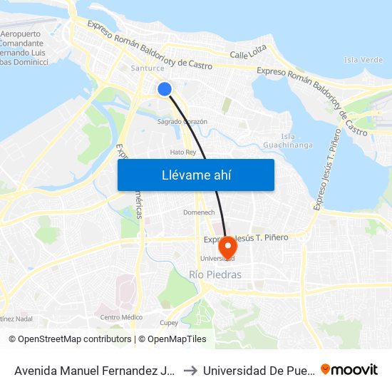 Avenida Manuel Fernandez Juncos Esquina Calle San Jorge to Universidad De Puerto Rico - Rio Piedras map