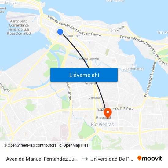 Avenida Manuel Fernandez Juncos Antes Avenida Roberto H. Tood to Universidad De Puerto Rico - Rio Piedras map