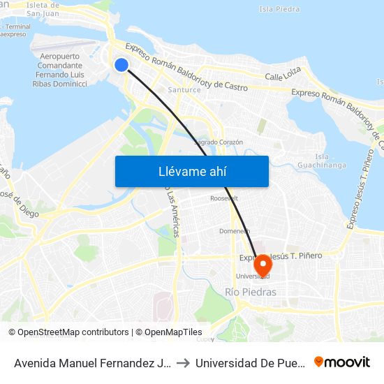 Avenida Manuel Fernandez Juncos Esquina Calle Estado to Universidad De Puerto Rico - Rio Piedras map