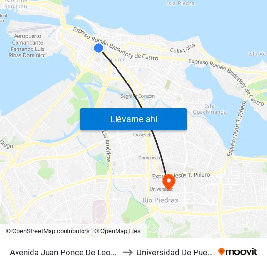 Avenida Juan Ponce De Leon Lado Opuesto Calle Villamil to Universidad De Puerto Rico - Rio Piedras map