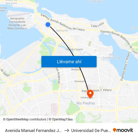 Avenida Manuel Fernandez Juncos Antes Calle Monserrate to Universidad De Puerto Rico - Rio Piedras map