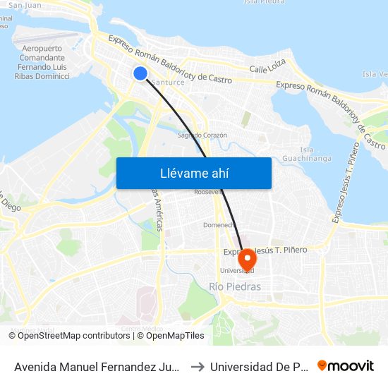 Avenida Manuel Fernandez Juncos Esquina Avenida Roberto H Tood to Universidad De Puerto Rico - Rio Piedras map