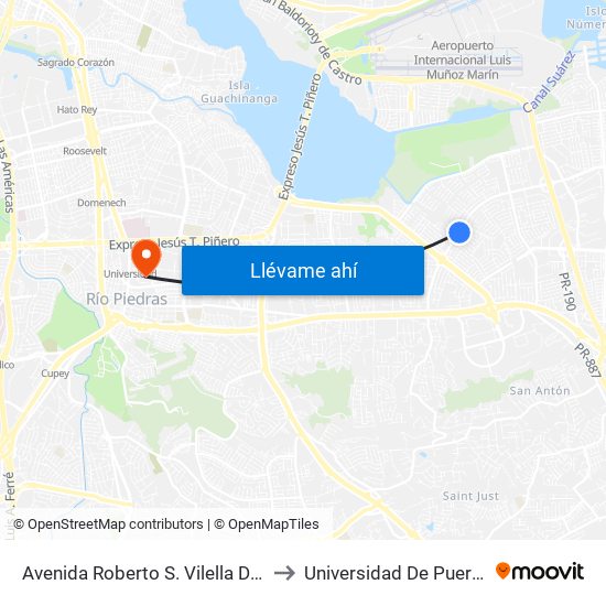 Avenida Roberto S. Vilella Despues Calle Felix De Azar to Universidad De Puerto Rico - Rio Piedras map